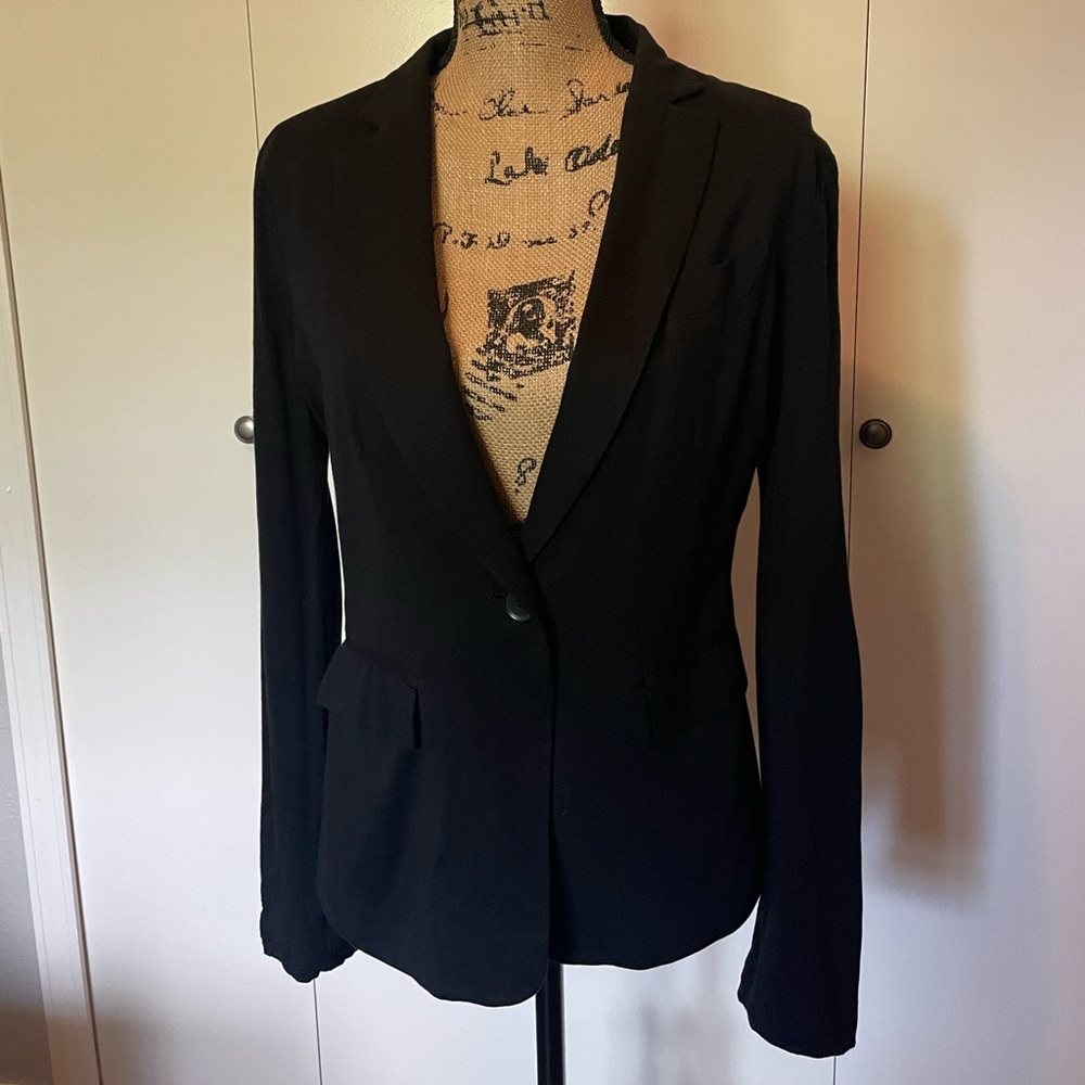 BCBG MaxAzria black draped jersey blazer jacket